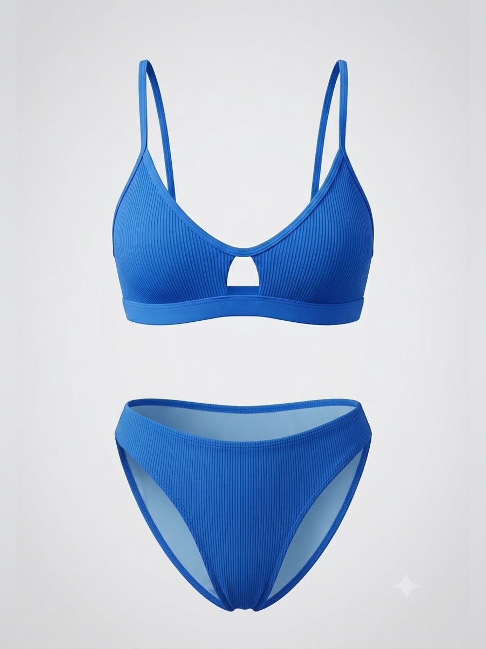 Cupshe Cobalt Blue Ribbed Keyhole Bralette Bikini